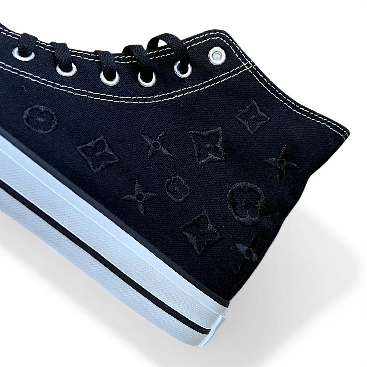 Black/Black Embroidered Monogram High Tops Size 8