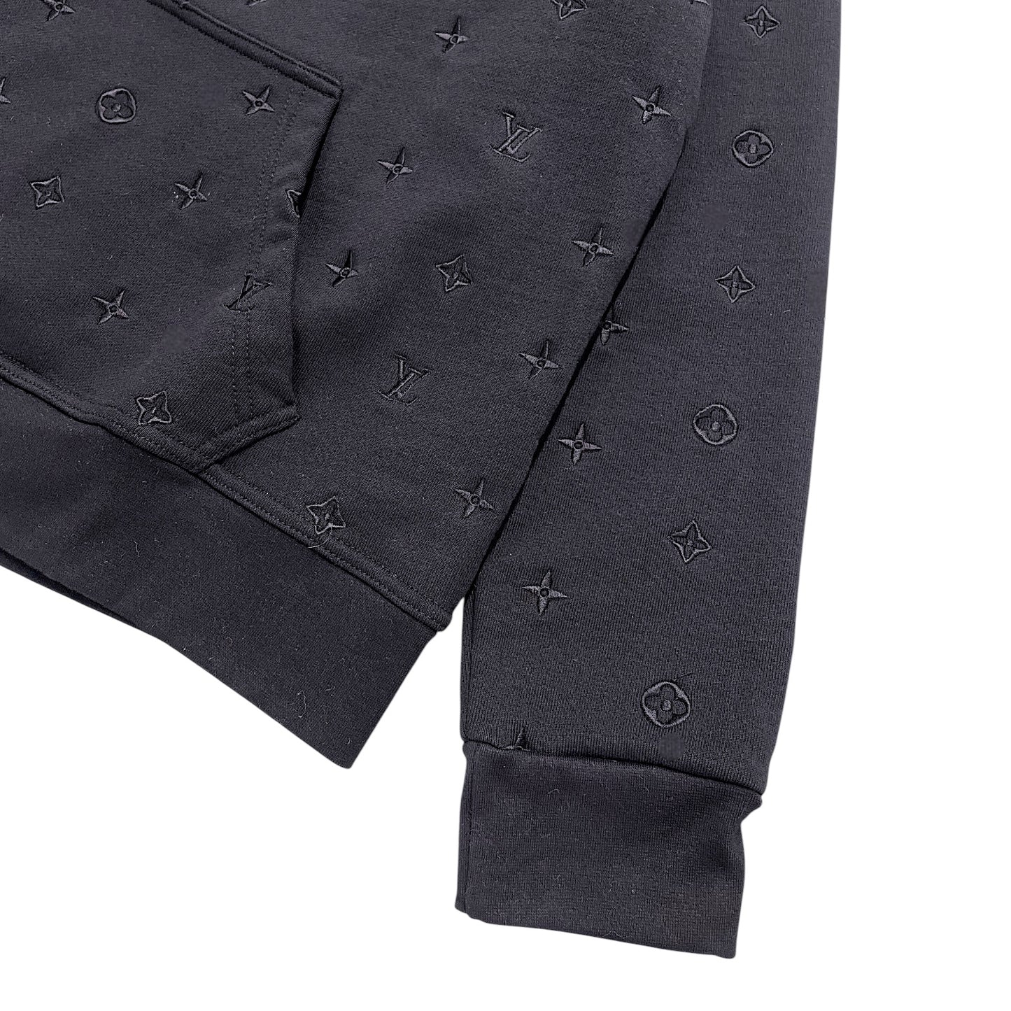 Black/Black Embroidered Monogram Hoodie