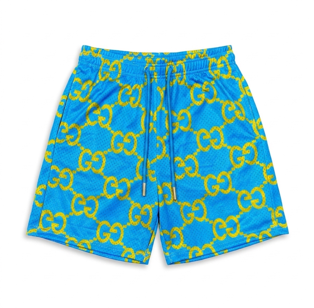 Blue/Yellow GG Mesh Shorts