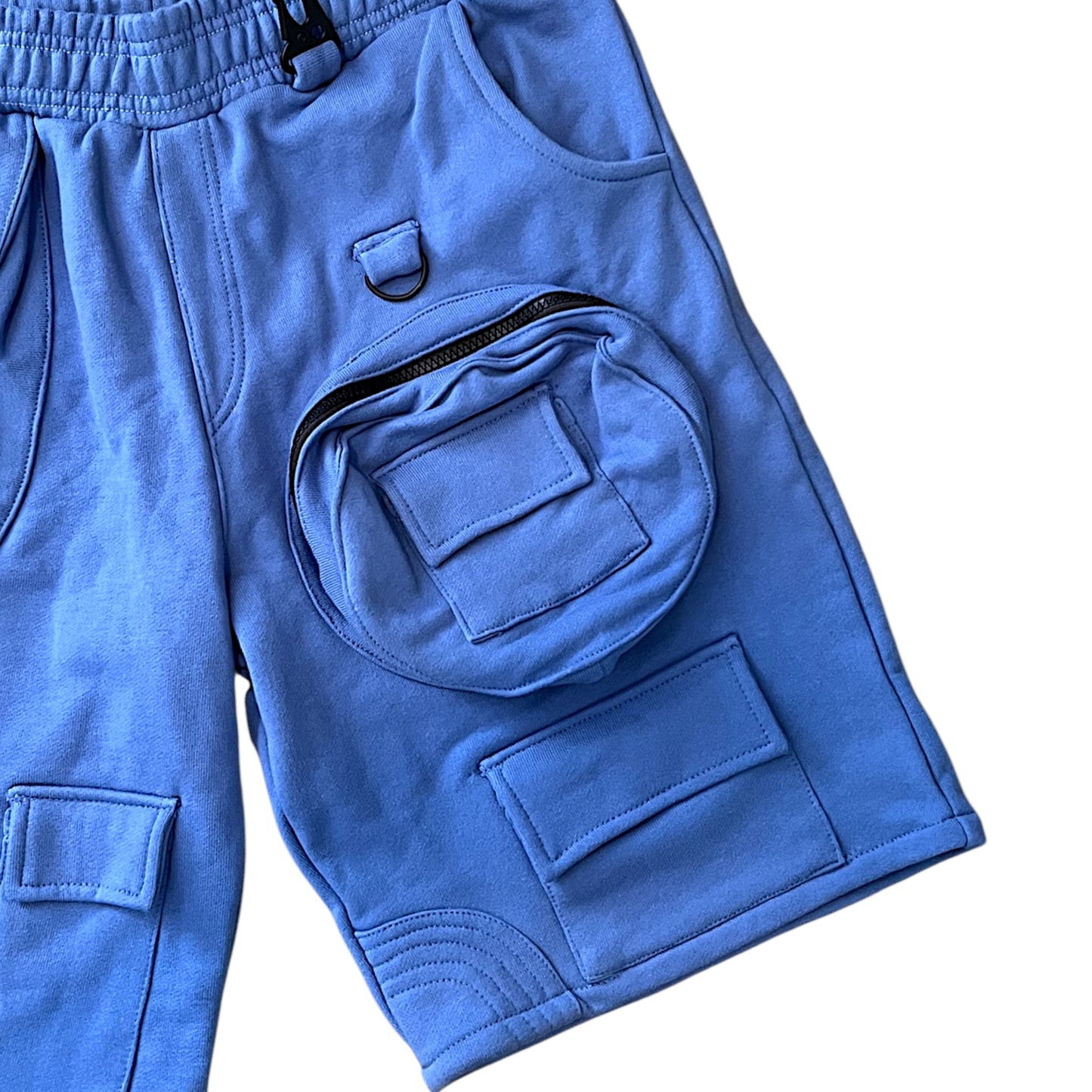 Blue French Terry 7 Pocket French Terry Cotton shorts