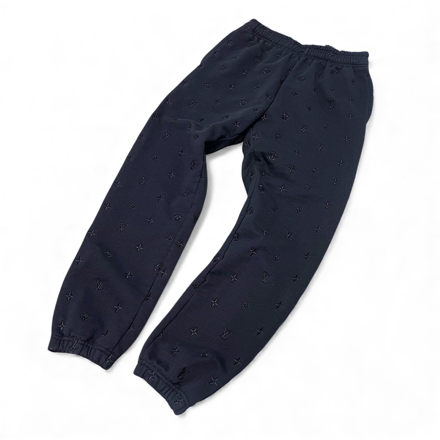 Black/Black Embroidered Monogram Sweat Pants