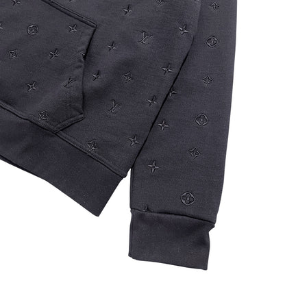 Black/Black Embroidered Monogram Hoodie