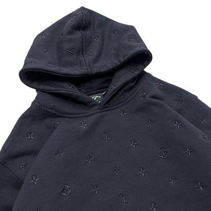 Black/Black Embroidered Monogram Hoodie
