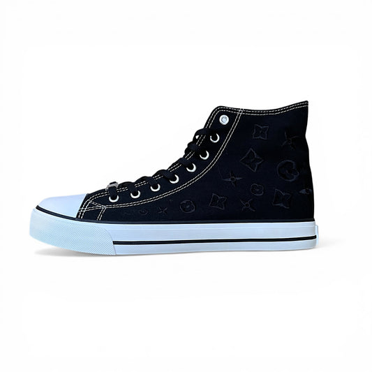 Black/Black Embroidered Monogram High Tops Size 8