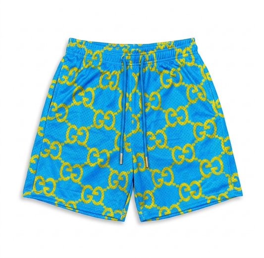 Blue/Yellow GG Mesh Shorts