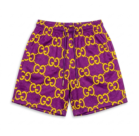 Purple/Yellow GG Mesh Shorts