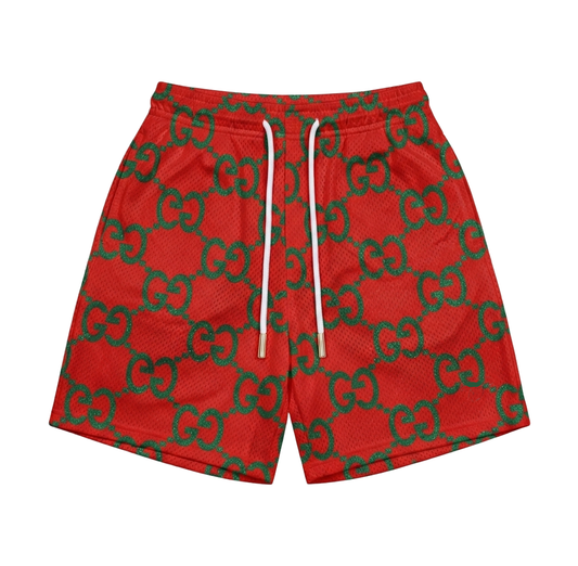 Red/Green GG Mesh Shorts