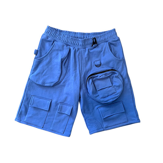Blue French Terry 7 Pocket French Terry Cotton shorts