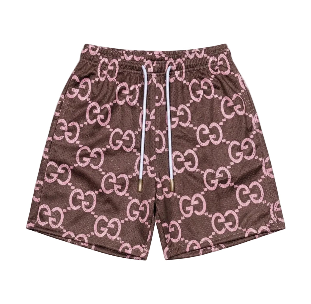 Brown/Pink GG Mesh Shorts