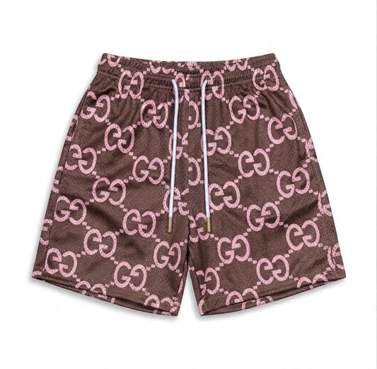 Brown/Pink GG Mesh Shorts