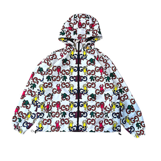 White GG Kieth Haring Windbreaker Size M