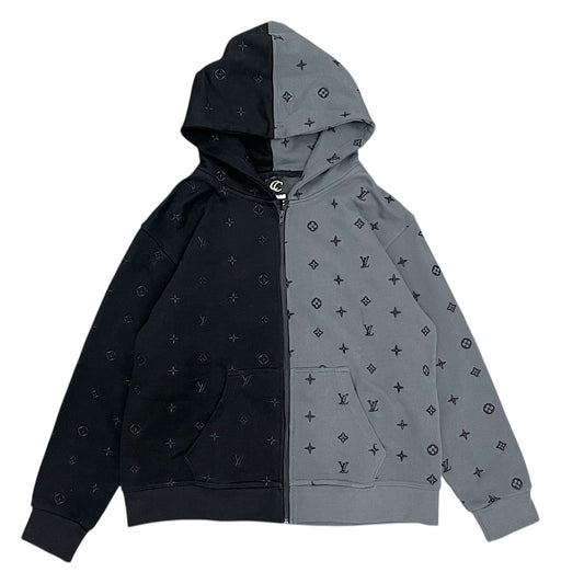 Half n Half Embroidered Monogram Zip Up