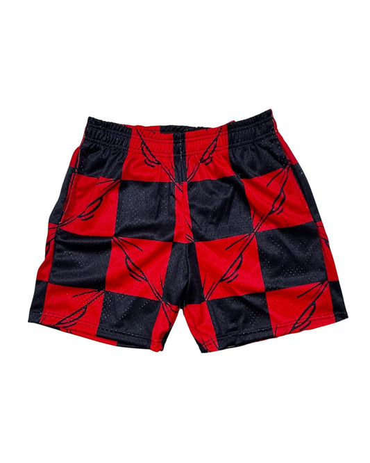 Red 99 Eyes Chrome Mesh Shorts