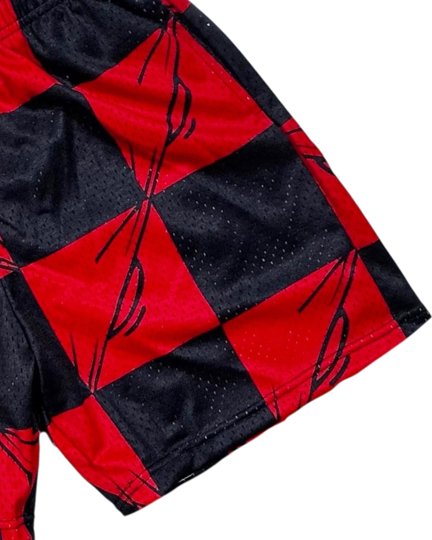 Red 99 Eyes Chrome Mesh Shorts