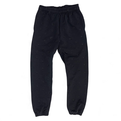 Black/Black Embroidered Monogram Sweat Pants